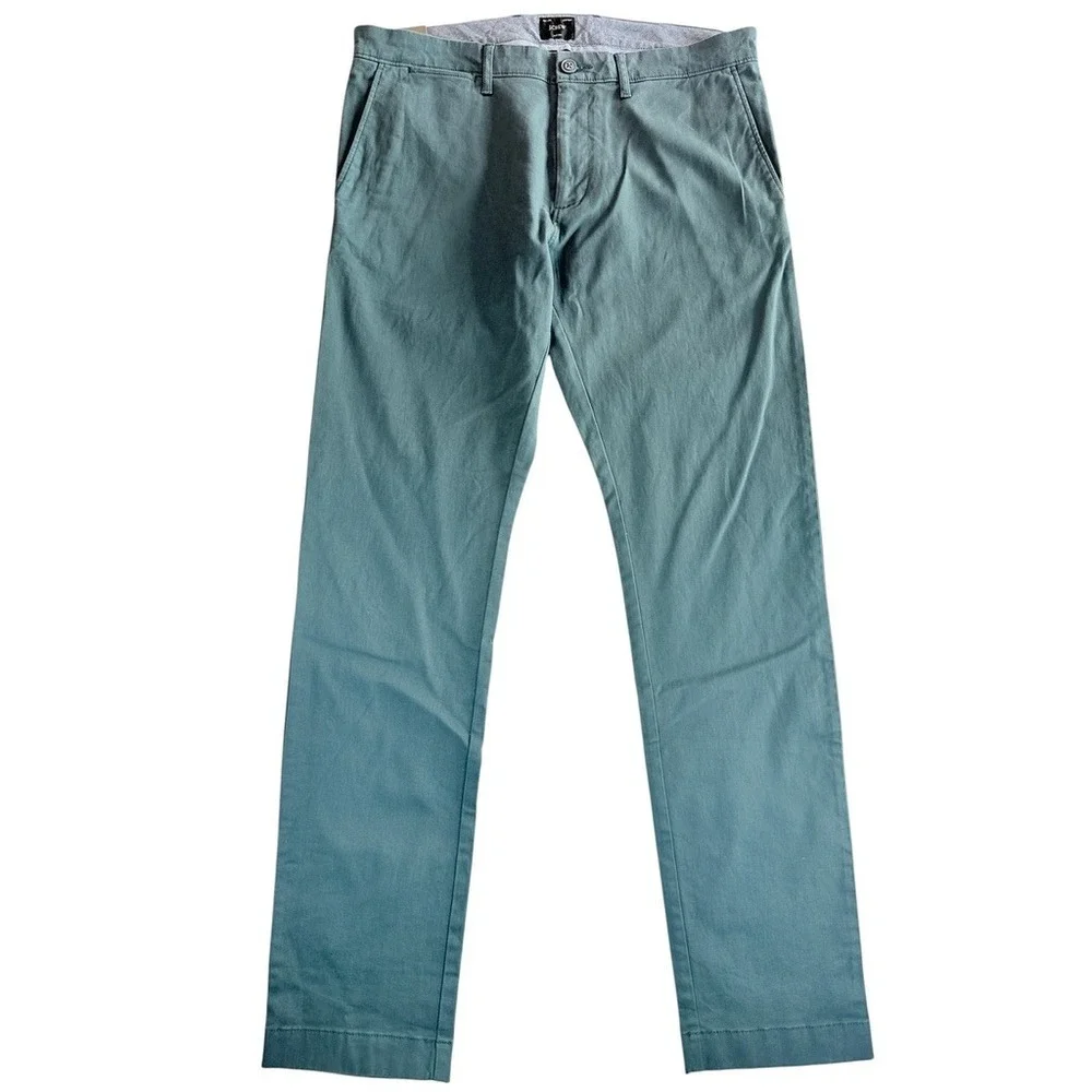 J.Crew 484 Slim‎ Fit Stretch Chino Pants Mens 32x32 Green Blue AR885